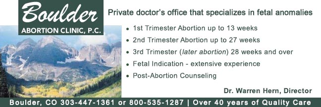 Dr. Warren Hern, Boulder Abortion Clinic - International abortion clinic located in Boulder, Colorado; fetal anomaly specialists